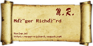 Móger Richárd névjegykártya